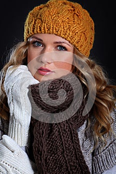 Fashion model with winter accessories