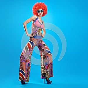 Fashion Model woman, colorful Glamor Outfit,Makeup