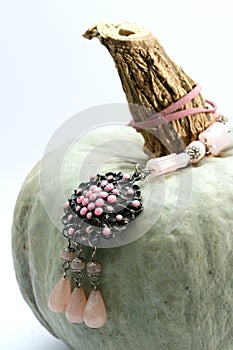 Fashion necklace on pumpkin