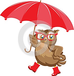 Fashion owl under the umbrella