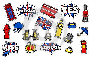 Fashion Patch Badges with London`s Symbols
