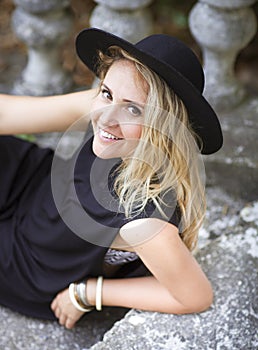 Fashion portrait of beautiful hippie young woman