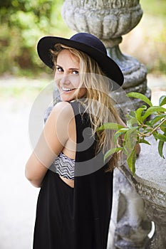 Fashion portrait of beautiful hippie young woman