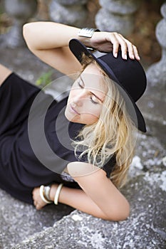 Fashion portrait of beautiful hippie young woman