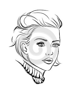 Fashion portrait lineart illustration