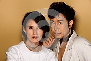 Fashion Portrait Profile Asian Woman man fashionable item make up