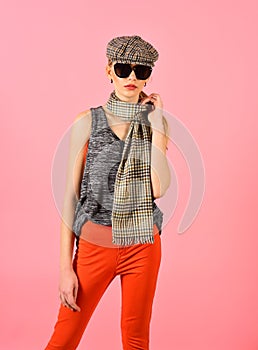 Fashion portrait of woman. Hipster woman with fashion makeup. Beauty and fashion look of vogue model. Hip hop girl with