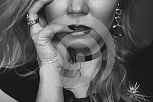 Fashion portrait of a young beautiful girl in the studio