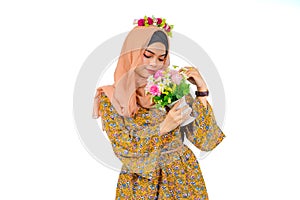 Fashion portrait of young beautiful muslim woman,