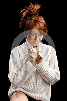 Fashion portrait of young beautiful woman