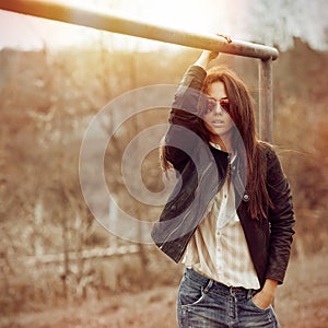 Fashion portrait of young beautiful woman