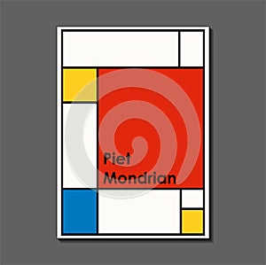 Fashion poster inspired by postmodern Piet Mondrian. Neoplasty, Bauhaus. Useful for interior design, background, poster