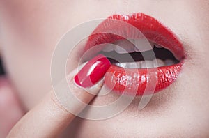 Fashion red lips and nails