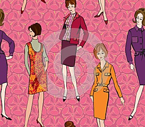 Fashion seamless background. 1960s style