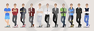 Fashion A set of guy character. Vector illustration