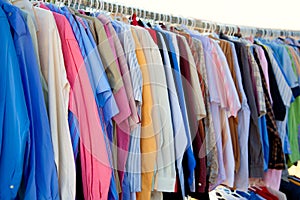 Fashion shirt rack with colorful clothes photo