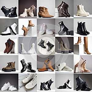 fashion shoes collage. stylish still life