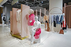 Fashion shop interior with  mannequins