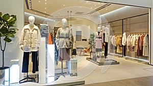 Fashion shop interior with  mannequins