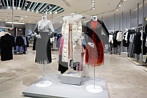 Fashion shop interior with  mannequins