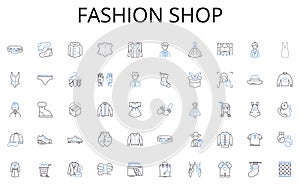 Fashion shop line icons collection. Collaborate, Synergy, Innovate, Ideate, Strategize, Brainstorm, Inspire vector and photo