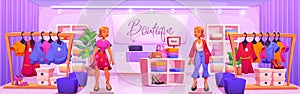 Fashion shop with purple interior vector design