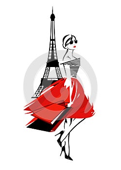 Fashion shopping in Paris vector design photo