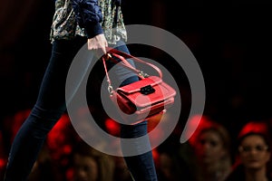 Fashion show runway red purse