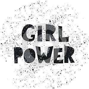 Fashion slogan girl power in vector for t-shirt print, poster, card, geometric letter illustration