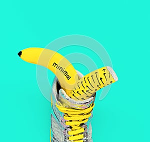 Fashion Sneakers and paint Bananas. Design photo.