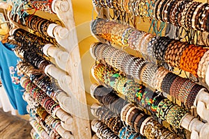 Fashion and souvenir bracelets on display