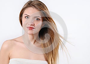 Fashion spa portrait of beautiful young blonde woman