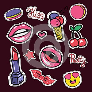 Fashion stickers and patches set of icons photo