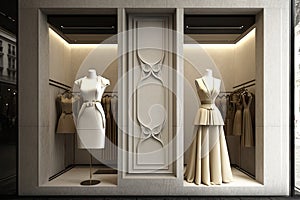 Fashion store window with mannequins