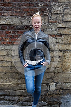 Fashion street style portrait of young woman.