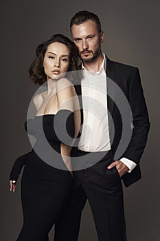 Fashion studio photo of a sensual couple