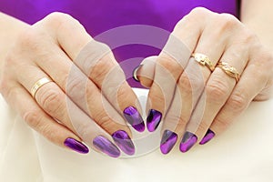 Fashion Style. Violet Nails Manicure.