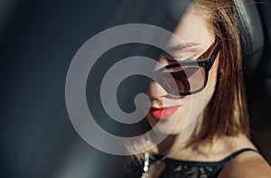 Fashion stylish girl sunglasses driving car lifestyle