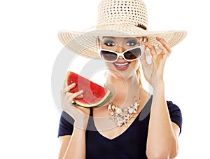 Fashion summer caucasian woman with perfect skin