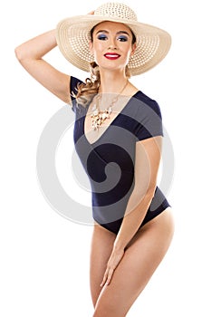 Fashion summer caucasian woman with perfect skin