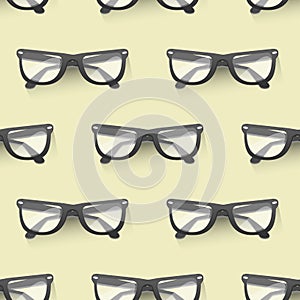 Fashion sunglasses accessory seamless pattern background sun spectacles plastic frame modern eyeglasses vector