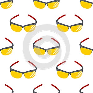 Fashion sunglasses accessory sun spectacles seamless pattern background plastic frame modern eyeglasses vector