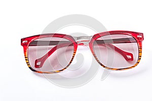 Fashion sunglasses with red rim.