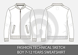 Fashion technical sketch for boy 7-12 years sweatshirt