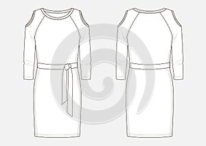 Fashion technical sketch of jersey dress