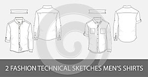 Fashion technical sketches men`s shirts with long sleeves photo
