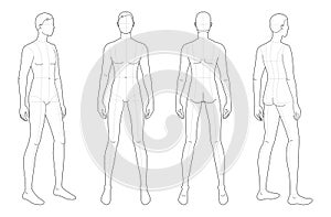 Fashion template of standing men.