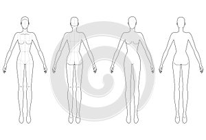 Fashion template of standing women.