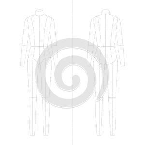 Fashion template for women body technical drawings.