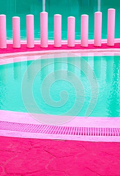 Fashion tropical minimal location. Swimming pool relax space. Unicorn life colours style wallpaper